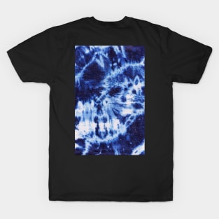 shades of blue tie dye texture on fabric T-Shirt